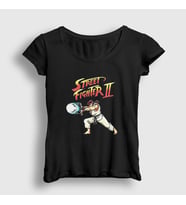 Presmono Kadın Siyah Ryu Hadouken Street Fighter T-Shirt 411193tt