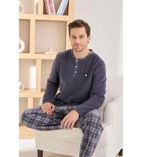 Pijamoni Erkek Düğme Yaka Kışlık Polar Pijama Takımı 6100/7.7 - 1 Adet (Antrasit)