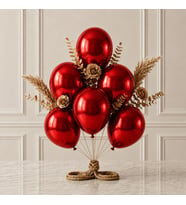 Kırmızı Renk Lateks Metalik Balon (30 cm) - 6 Adet