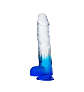 MYST COLOR Dildo Realistik Jel Dokuda Vantuzlu Ultra Yumuşak Şeffaf Mavi Yapay Penis