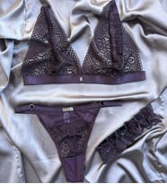 Kişiye Özel Star Dantel Model Mor Bralet Sütyen Takımı