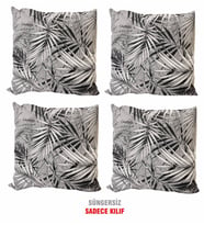 Kırlent Yastık Kılıfı Vip Yastık Kılıfı 4 ADET-43x43 CM(SİYAH YAPRAK)