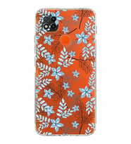 Xiaomi Redmi 10A  Kamera Korumalı Kapak Floral Mavi Tasarımlı Şeffaf  Kılıf