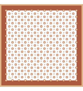Geometrik Logolu Desen Gold Seri Twill Eşarp Eşarp Askısı ile Birlikte 90x90 cm 