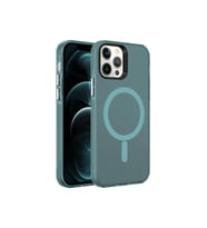 Apple iPhone 12 Pro Uyumlu Kılıf Zore M-safe Şarj Özellikli Buzlu Transparan C-Pro Sert Kapak (Koyu Yeşil)