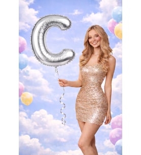 1 MT Silver Harf Balon Helyumsuz Paketli Kargo Gönderimi