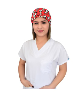 Kırmızı Snoopy Desenli Doktor Hastane Hemşire Bone