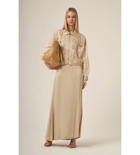 FTZ Women Kadın File Detay Etekli Takım Beige 31341