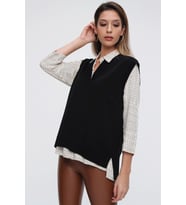 Chuba Kadın Triko Süveter 21W124 (Siyah)