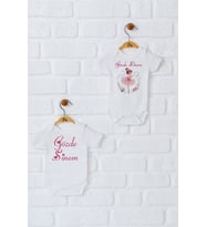 Pia Baby Premium %100 Pamuk İsme Özel Organik Baskılı İkili Set Çıtçıtlı Bebek Body Zıbın Modelleri 5061-17 (Ekru)