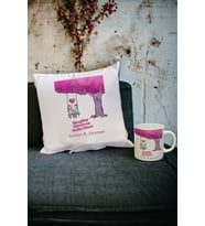 Sevgiliye Hediye Kupa Bardak ve Yastık Set 030 (Beyaz)