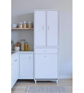 Eliusta Pine 65 cm Genişlikte Dolap 65x171x32,5 cm  Banyo/Mutfak Dolabı İki Kapaklı Sepetli Dolap (Beyaz)
