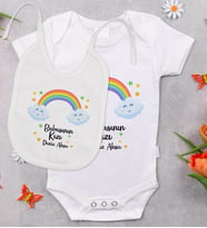 BK Kids Kişiye Özel Babasının Kızı Tasarımlı Bebek Body Zıbın ve Mama Önlüğü Hediye Seti - Model 1