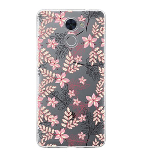 Huawei Y7 Prime Uyumlu Kapak Floral Kırmızı Tasarımlı Şeffaf Silikon Kılıf
