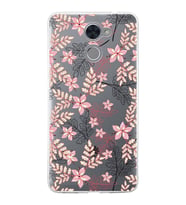 Huawei Y7 Prime Uyumlu Kapak Floral Kırmızı Tasarımlı Şeffaf Silikon Kılıf