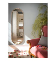 120 Cm Ceviz Oval Duvar Salon Antre Hol Koridor Mutfak Banyo Ofis Aynası (Kahverengi)