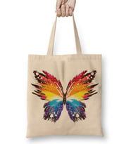 Butterfly Renkli Soyut Kelebek Bez Çanta Uzun Saplı