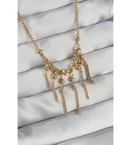 316L Çelik Zincir Gold Renk Topçuk Detay Sallantılı Zincir Kolye 5886 - GLST7175-2054