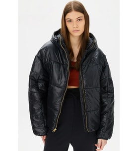 Nike Terma Fit Synthetic Fill Loose Fit Classic Puffer Shine Kadın Bol Kesim Şişme Mont Siyah