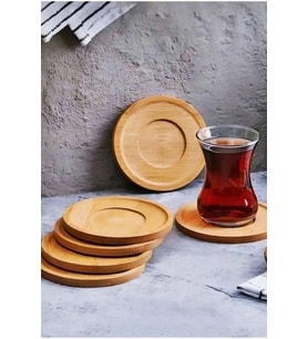 Lüks 6 Adet Yuvarlak Bambu Bardak Altlığı Çay Tabağı Altlığı Fincan Altlığı