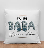 BK Gift Kişiye Özel İsimli Babalar Günü Tasarımlı Beyaz Kırlent Yastık-10, Babaya Hediye, Ev Dekorasyonu, Babalar Günü Hediyesi
