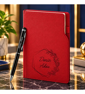 BK Gift Kişiye Özel 374 Termo Deri Tarihli Ajanda & Siyah Touch Pen Tükenmez Kalem-9