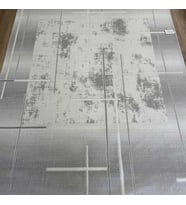 Hoom Rugs Gusto 1347A Krem Gri Modern Halı Mikrofiber Polyester Hav Vermez Spor Saçaklı Halı (Koyu Gri - Krem)
