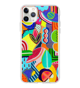 PrintiFy Apple  iPhone 11 Pro Max ile Uyumlu 1mm Slim Fit Retro Renkler 6 Baskılı Şeffaf  Kılıf