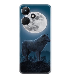Infınix Hot 30i Kılıf Resimli Desenli Silikon Platinium Series Moon Wolf 1820