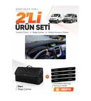 RENAULT TRAFIC (2001-2014) Uyumlu Torpido Örtüsü + Deri Bagaj Çantası + Sticker Seti - Siyah