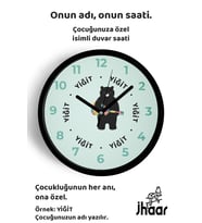 İsme Özel Gitar Çalan Ayı Çocuk Odası Duvar Saati Orta Boy 30 cm Siyah Camlı Sessiz
