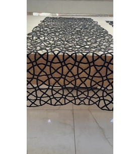 Salon Takımı Angles Çeyizlik Siyah Runner Set 5 Parça İşlemeli Ranır Masa Sehpa Konsol Örtüsü
