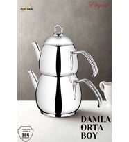 ELEGANT Damla Orta Boy Çelik Kulplu Çaydanlık Takımı