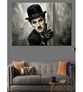 Charlie Chaplin Hüzünlü Portre Tablosu Dekoratif Kanvas - Mdf Ahşap Tablo