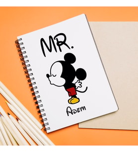 Mickey Mouse Sevgili Çift Tasarımlı Defter Kişiye Özel