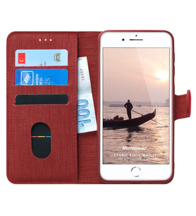 Microsonic Apple iPhone SE 2022 Kılıf Fabric Book Wallet Kırmızı