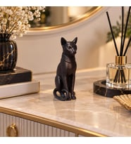 Kedi Biblo Mısır Kedisi Bastet Esintili Siyah Dekoratif Figür Ev Ofis Masa Raf Vitrin Süsü