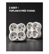 Mey İthalat® Duvar Tipi 4 Çıkışlı Priz Çoğaltıcı Kablosuz Kompakt Tasarım 2 Adet