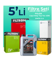 Filtron Peugeot 208 1.6 BlueHDi Dizel Filtre Bakım Seti Liqui Moly Motor Yağlı (2016-2019) 5 Li