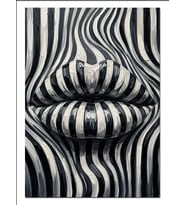 Zebra Desenli Optik Dudak İllüzyonu Dekoratif Kanvas - Mdf Ahşap Tablo