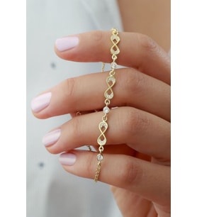 925 Ayar Gold 3'lü Sonsuzluk Zirkon Taşlı Gümüş Bileklik