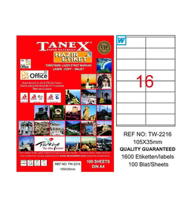 TANEX 2216 LASER ETİKET 105x35mm 16x100 1600 ADET