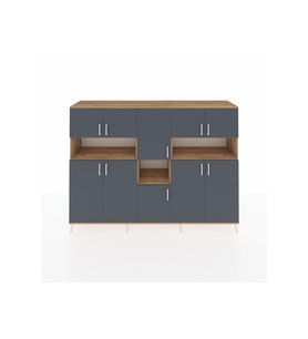 Hyperion Dolap 14 Raflı 10 Kapaklı 220x44x163 Çam-Antrasit/Çam