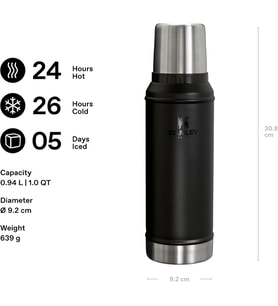 Stanley Classic Legendary Vakumlu Termos 0.94 Litre - Siyah 2.0 Paslanmaz Çelik