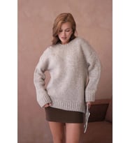 Kadın Bisiklet Yaka Yumuşak Dokulu Oversize Triko Kazak 3032 (Camel)