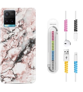 Vivo Y11S Y21S Y20 Y20S Y70 Kılıf Kablo Koruma Spiral Silikon Colorfull Marble 2 1389