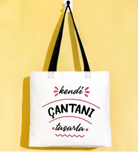 BK Gift Kişiye Özel Kendin Tasarla Kırmızı Siyah Kulp Gabardin Bez Çanta 40x35cm, Alışveriş Çantası, Plaj Çantası, Baskılı Omuz Çantası