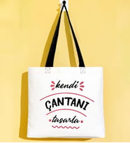 BK Gift Kişiye Özel Kendin Tasarla Kırmızı Siyah Kulp Gabardin Bez Çanta 40x35cm, Alışveriş Çantası, Plaj Çantası, Baskılı Omuz Çantası