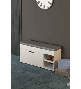Puflu Ayakkabılık Bench Beyaz 90 cm