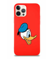 Apple iPhone 12 Pro Soft Premier Kapak Donald Duck-F Tasarımlı Silikon Kılıf - Kırmızı (Şeffaf)